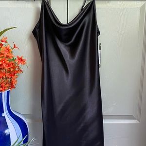 Satin Bias Mini Dress-Black